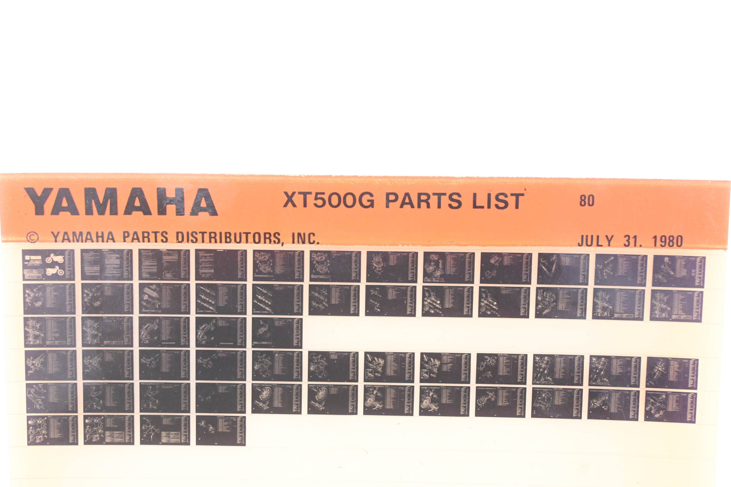 OEM Yamaha WE050-128 1980 XT500G Parts List Microfiche Rev:7/31/1980