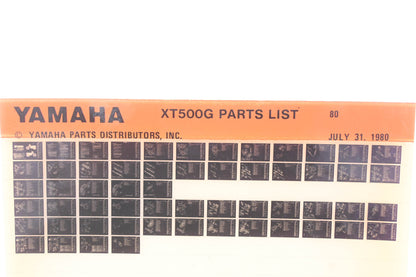 OEM Yamaha WE050-128 1980 XT500G Parts List Microfiche Rev:7/31/1980