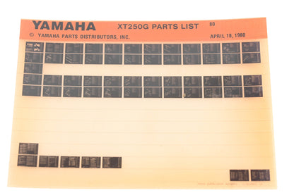 OEM Yamaha WE050-129 1980 XT250G Parts List Microfiche Rev:4/18/1980