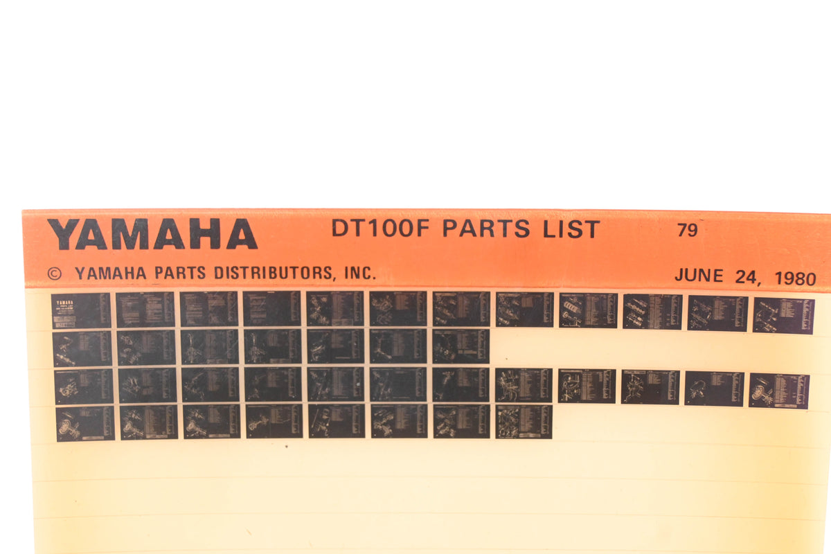 OEM Yamaha WE050-130 1979 DT100F Parts List Microfiche Rev:6/24/1980