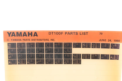 OEM Yamaha WE050-130 1979 DT100F Parts List Microfiche Rev:6/24/1980