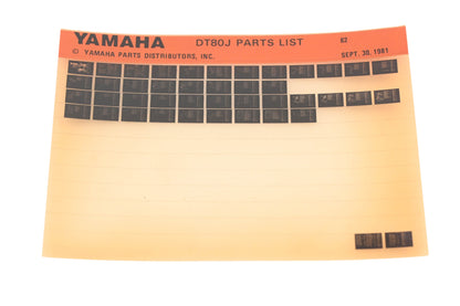 OEM Yamaha WE050-131 1982 DT80J Parts List Microfiche Rev:9/30/1981