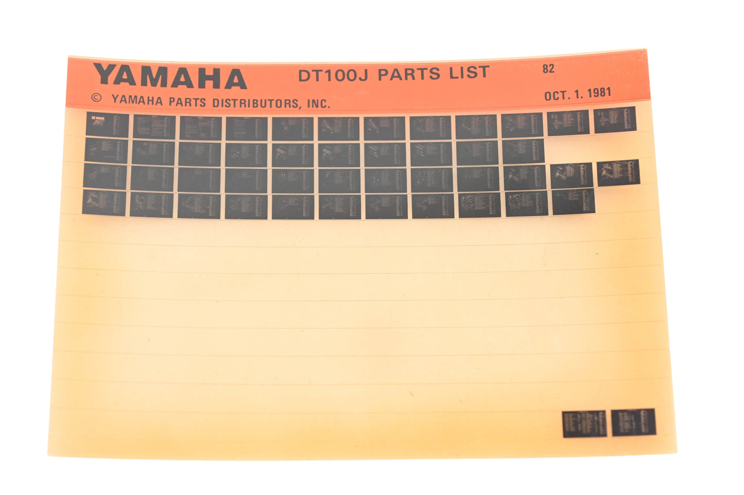 OEM Yamaha WE050-132 1982 DT100J Parts List Microfiche Rev:10/1/1981