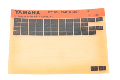 OEM Yamaha WE050-132 1982 DT100J Parts List Microfiche Rev:10/1/1981