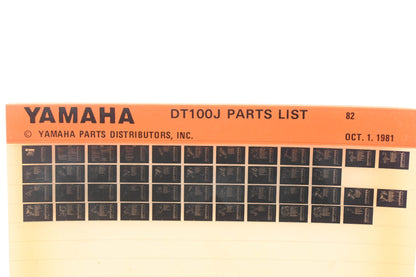 OEM Yamaha WE050-132 1982 DT100J Parts List Microfiche Rev:10/1/1981