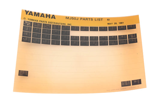 OEM Yamaha XM005-98 1982 MJ50J Parts List Microfiche Rev:5/20/1981