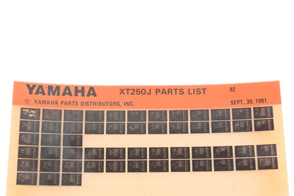 OEM Yamaha XM005-99 1982 XT250J Parts List Microfiche Rev:9/30/1981