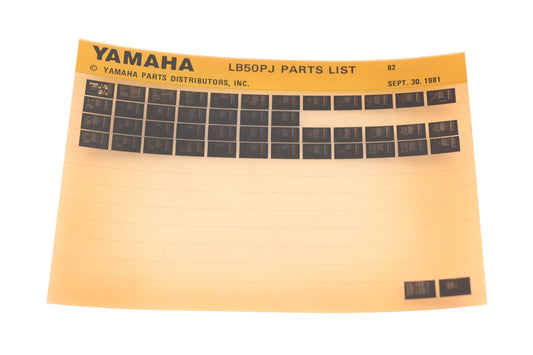 OEM Yamaha XM005-101 1982 LB50PJ Parts List Microfiche Rev:9/30/1981