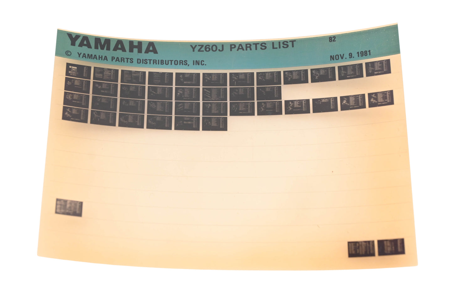 OEM Yamaha XM005-102 1982 YZ60J Parts List Microfiche Rev:10/9/1981
