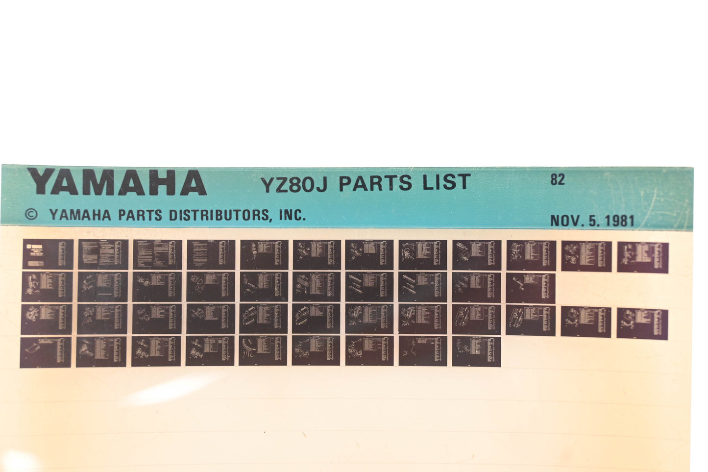 OEM Yamaha XM005-103 1982 YZ80J Parts List Microfiche Rev:11/5/1981