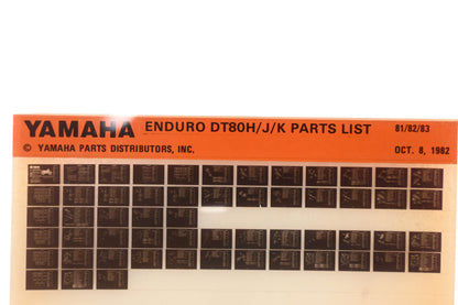 OEM Yamaha XM005-105 1981-83 Enduro DT80H/J/K Parts List Microfiche Rev:10/8/1982