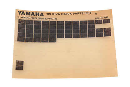 OEM Yamaha XM005-108 1983 RIVA CA50K Parts List Microfiche Rev:11/15/1982