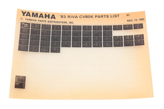 OEM Yamaha XM005-110 1983 RIVA CV80K Parts List Microfiche Rev:1/15/1982