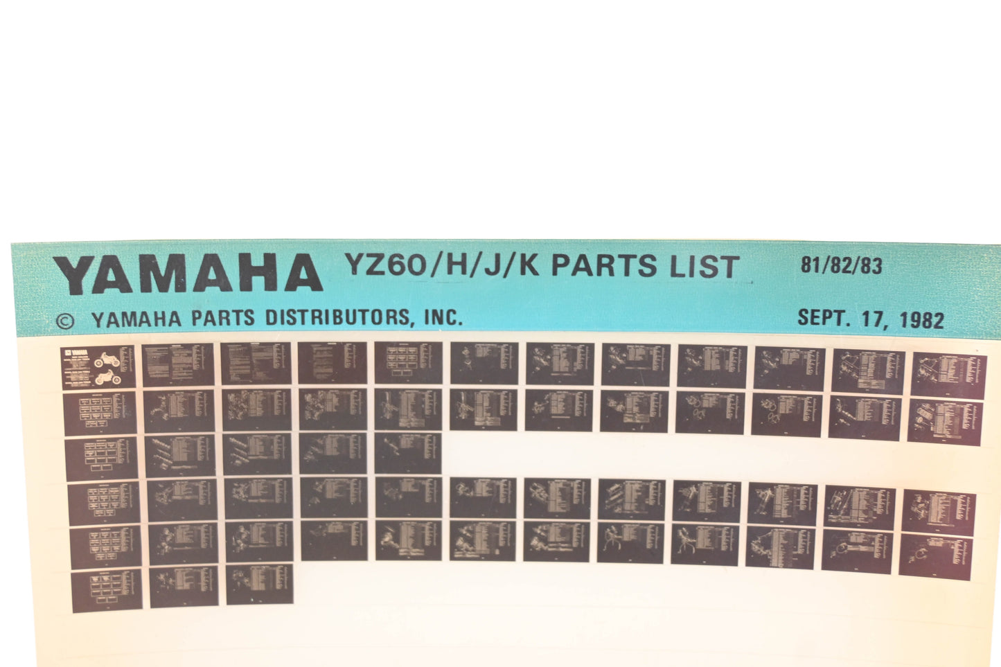 OEM Yamaha XM005-112 1981-83 YZ60 H/J/K Parts List Microfiche Rev:9/17/1982