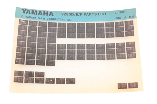 OEM Yamaha XM005-113 1977-79 YZ80D Parts List Microfiche Rev:6/24/1982