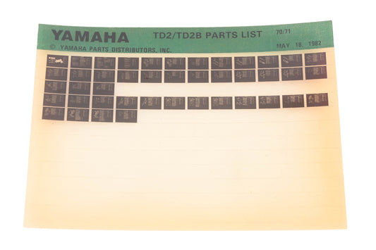 OEM Yamaha XM005-114 1970-71 TD2/TD2B Parts List Microfiche Rev:5/18/1982