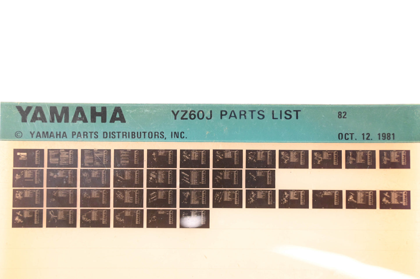 OEM Yamaha WE050-133 1982 YZ60J Parts List Microfiche Rev:10/12/1981