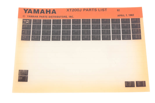 OEM Yamaha XM005-115 1982 XT200J Parts List Microfiche Rev:4/7/1982