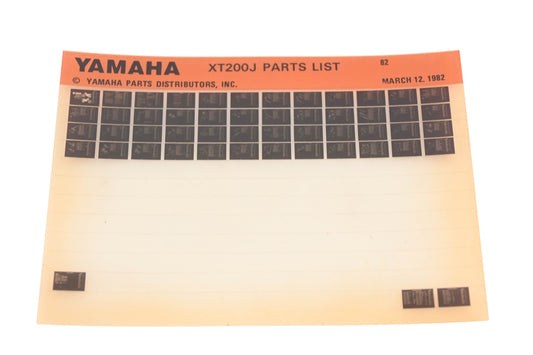 OEM Yamaha XM005-116 1982 XT200J Parts List Microfiche Rev:3/12/1982