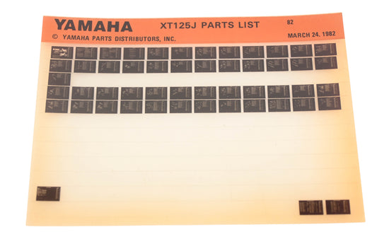 OEM Yamaha XM005-117 1982 XT125J Parts List Microfiche Rev:3/24/1982