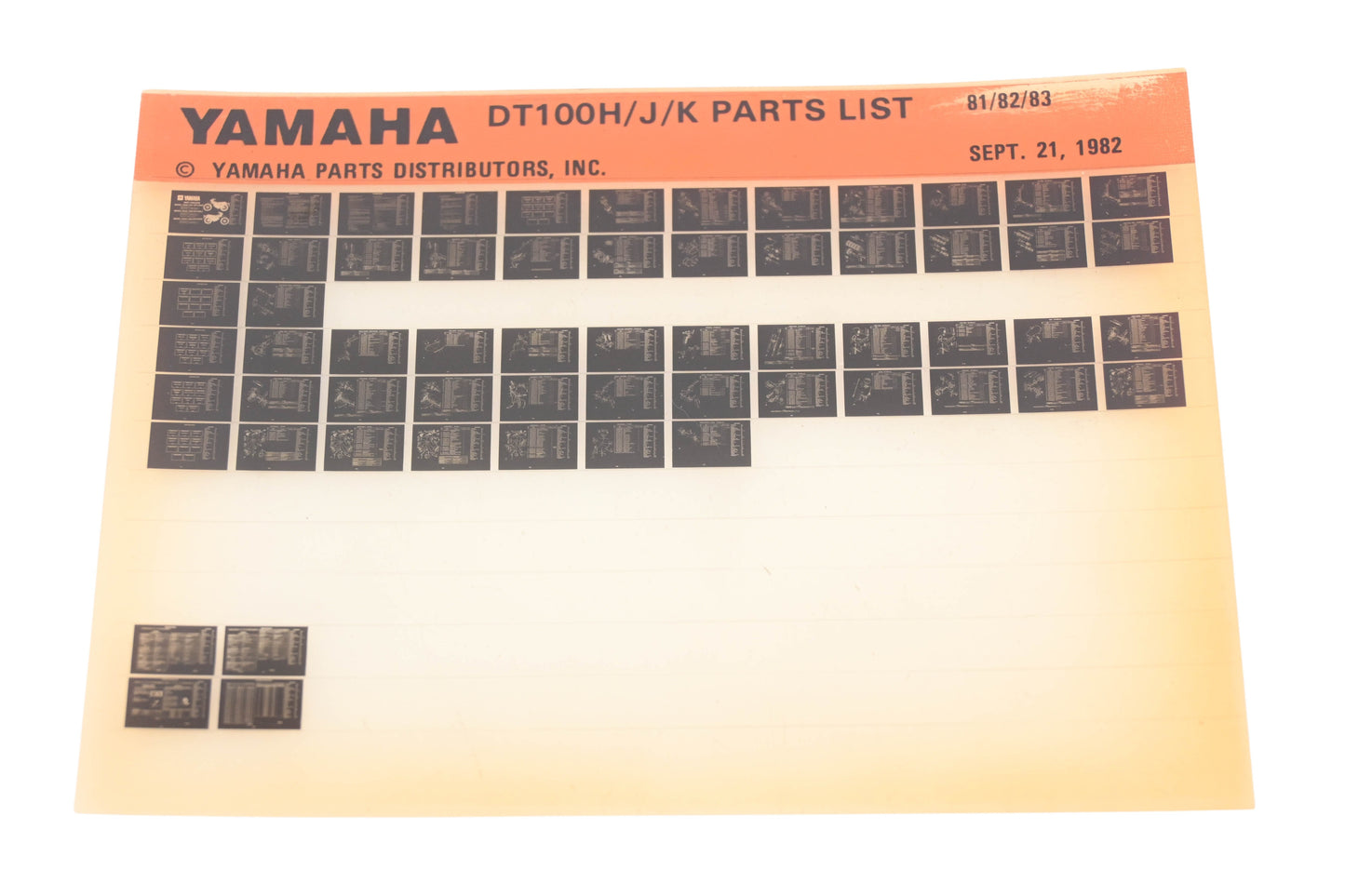 OEM Yamaha XM005-118 1981-83 CT100H/J/K Parts List Microfiche Rev:9/21/1982
