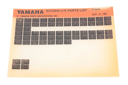 OEM Yamaha XM005-118 1981-83 CT100H/J/K Parts List Microfiche Rev:9/21/1982