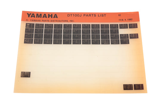 OEM Yamaha XM005-119 1982 DT100J Parts List Microfiche Rev:2/14/1982