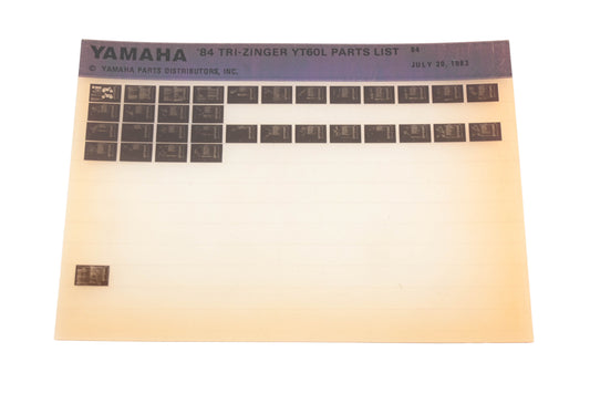 OEM Yamaha XM005-120 1984 Tri-Zinger YT60L Parts List Microfiche Rev:7/20/1983