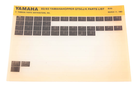 OEM Yamaha XM005-122 1982-83 Yamaha Hopper QT50J/K Parts List Microfiche Rev:3/11/1983