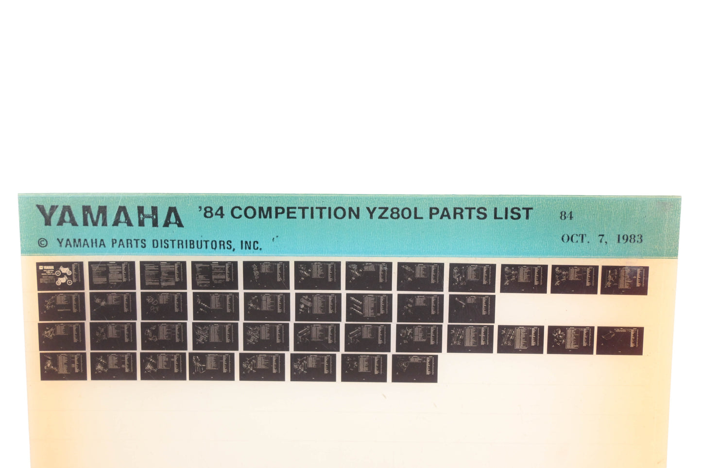 OEM Yamaha XM005-123 1984 Competition YZ80L Parts List Microfiche Rev:10/7/1983