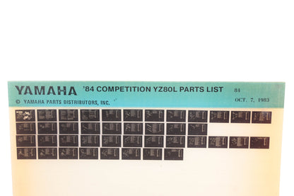 OEM Yamaha XM005-123 1984 Competition YZ80L Parts List Microfiche Rev:10/7/1983