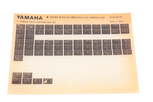 OEM Yamaha XM005-124 1983-84 RIVA XC180K /KC/L/LC Parts List Microfiche Rev:12/7/1983