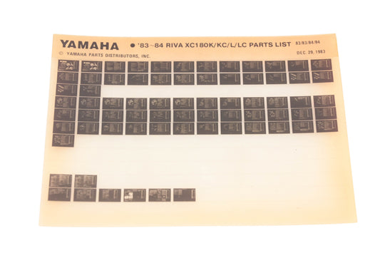 OEM Yamaha XM005-125 1983-84 RIVA XC180K /KC/L/LC Parts List Microfiche Rev:12/29/1983