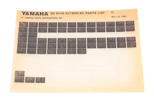 OEM Yamaha XM005-126 1983-84 RIVA XC180K /KC/L/LC Parts List Microfiche Rev:5/23/1983