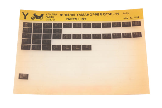 OEM Yamaha XM005-129 1984-85 Yamaha Hopper QT50L/N Parts List Microfiche Rev:12/12/1984