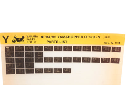 OEM Yamaha XM005-129 1984-85 Yamaha Hopper QT50L/N Parts List Microfiche Rev:12/12/1984