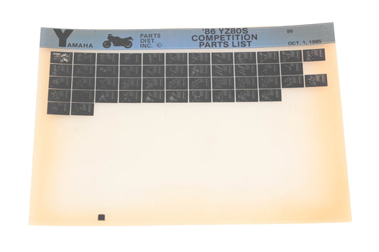OEM Yamaha XM005-135 1986 Competition YZ80S Parts List Microfiche Rev:10/1/1985