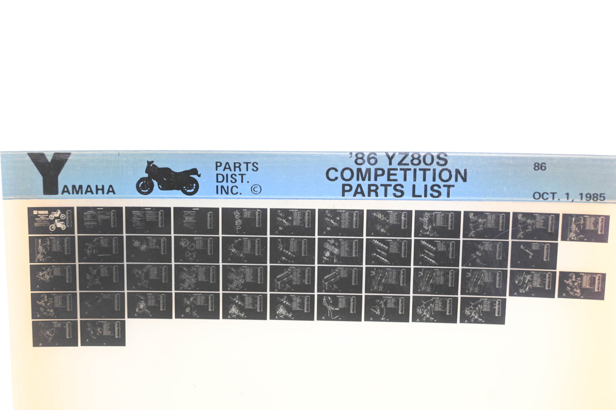 OEM Yamaha XM005-135 1986 Competition YZ80S Parts List Microfiche Rev:10/1/1985