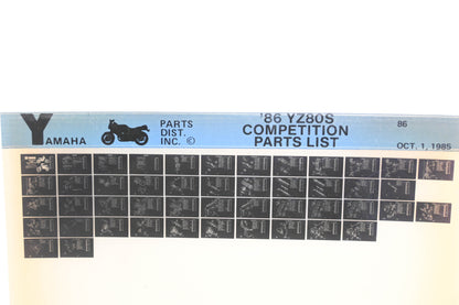 OEM Yamaha XM005-135 1986 Competition YZ80S Parts List Microfiche Rev:10/1/1985
