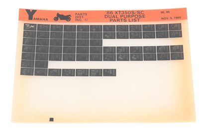 OEM Yamaha XM005-136 1986 Dual Purpose XT350S/SC Parts List Microfiche Rev:11/5/1985