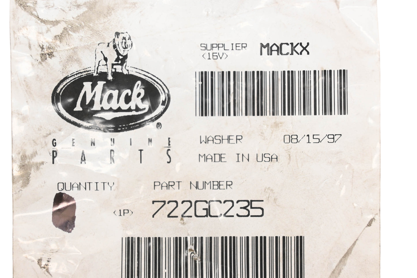 Mack 722GC235 Rotocap Washer NOS