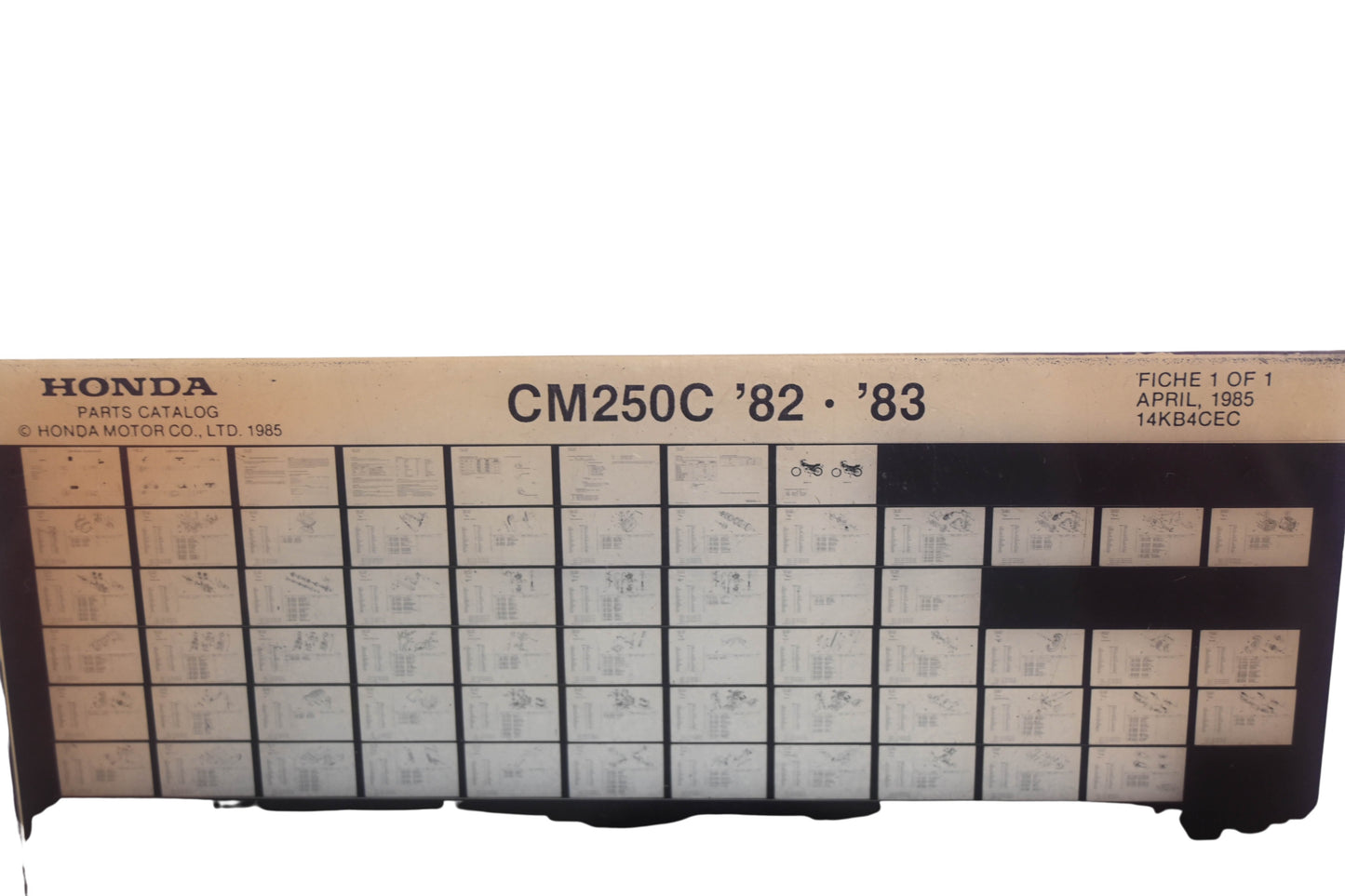 OEM Honda 14KB4CEC 1982-83 CM250C Parts List Microfiche Rev:4/1985