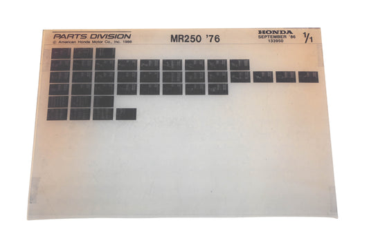 OEM Honda 133950 1976 MR250 Parts List Microfiche Rev:9/1986