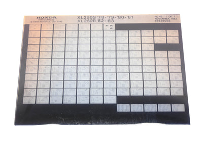 OEM Honda 144280EE 1978-81 XL250S 1982-83 XL250R Parts List Microfiche Rev:11/1983