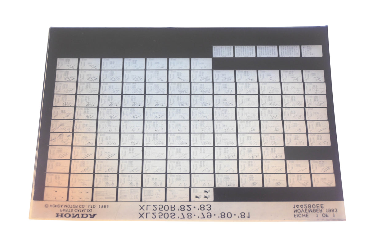 OEM Honda 144280EE 1978-81 XL250S 1982-83 XL250R Parts List Microfiche Rev:11/1983