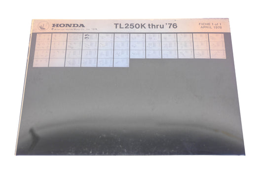 OEM Honda WE050-137 1976 TL250K Parts List Microfiche Rev:4/1978