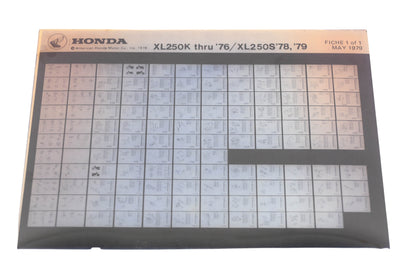 OEM Honda WE050-138 1976 XL250K 1978-79 XL250S Parts List Microfiche Rev:5/1979
