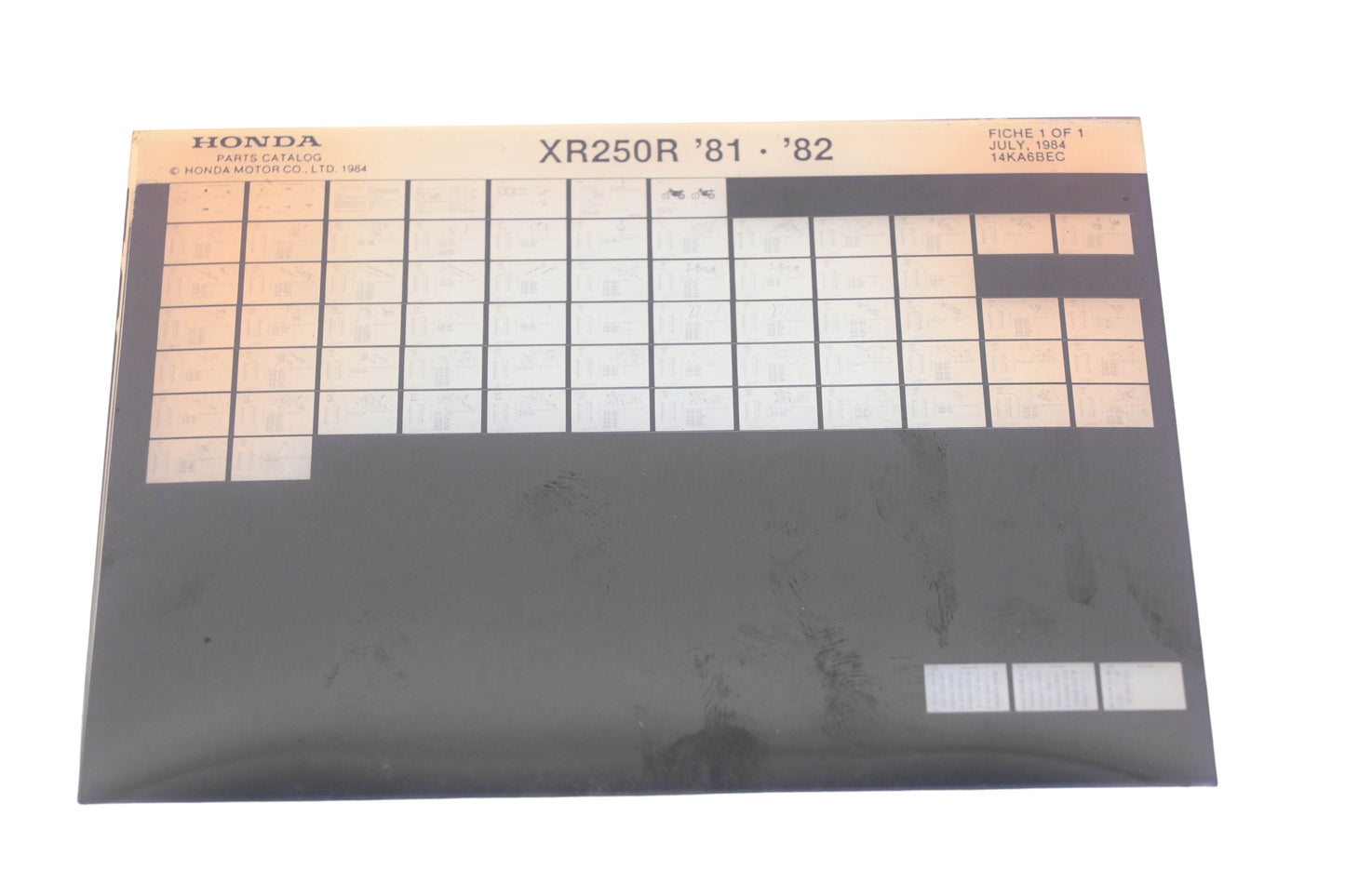 OEM Honda 14KA6BEC 1981-82 XR250R Parts List Microfiche Rev:7/1984
