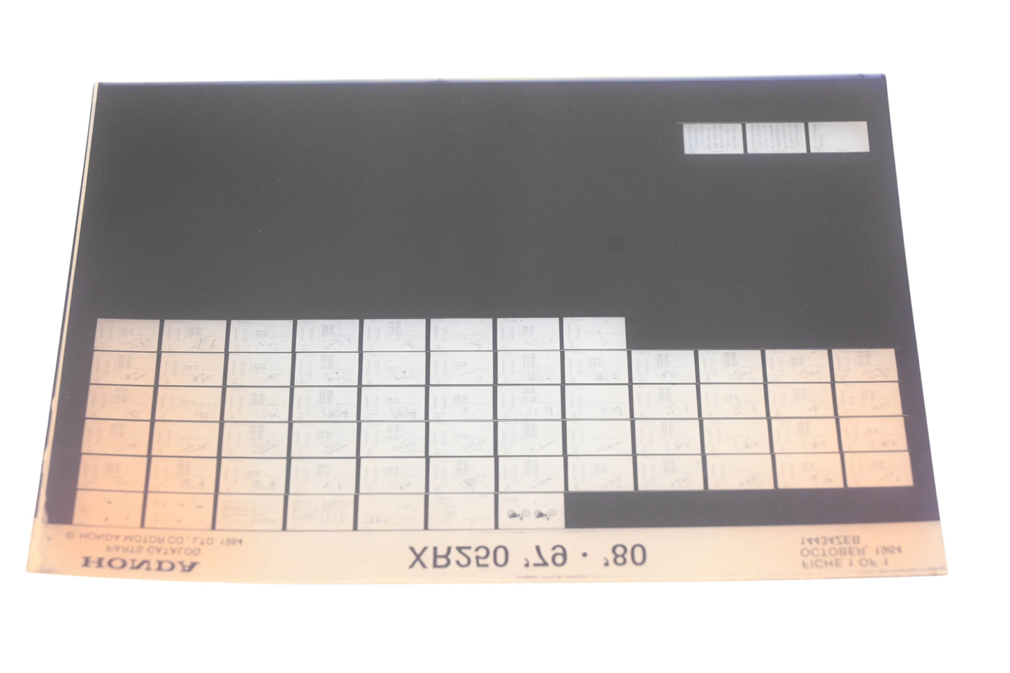 OEM Honda 14434ZEB 1979-80 XR250 Parts List Microfiche Rev:10/1984