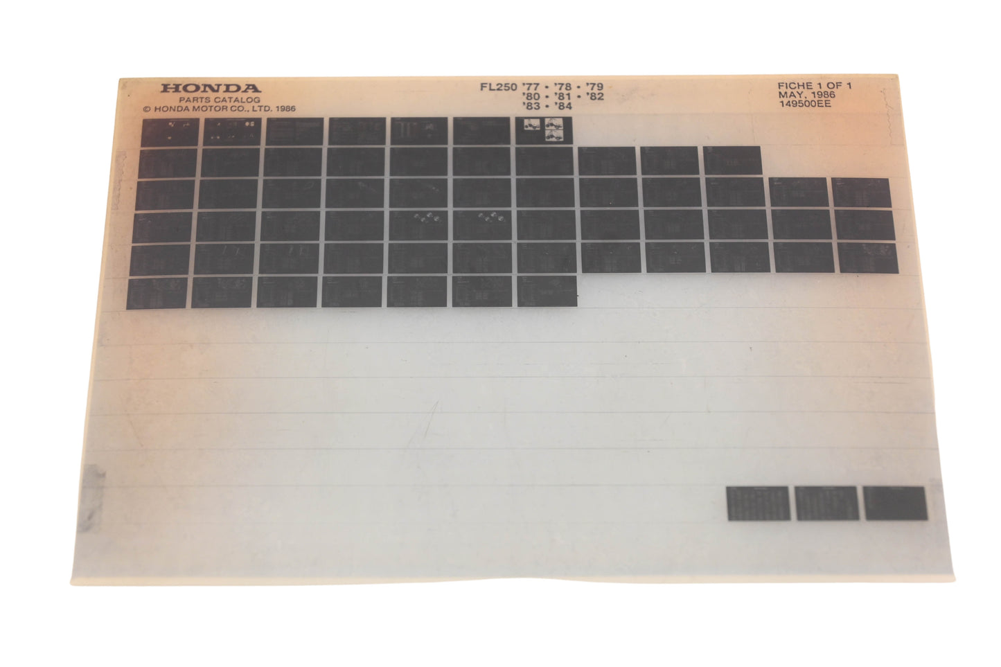 OEM Honda 149500EE 1977-84 FL250 Parts List Microfiche Rev:5/1986